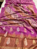 Onion Pure Banarasi Handloom Silk Saree - Aura Benaras