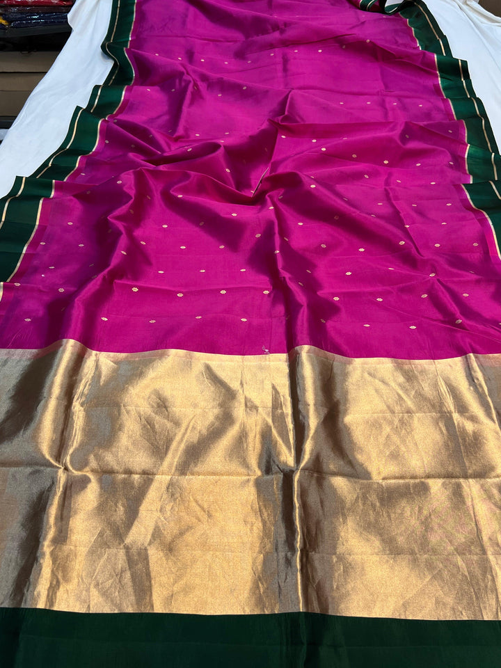 Rani Pink Pure Banarasi Handloom Silk Saree - Aura Benaras