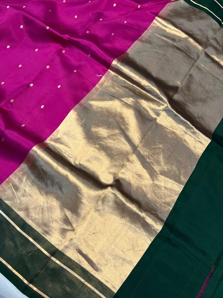 Rani Pink Pure Banarasi Handloom Silk Saree - Aura Benaras
