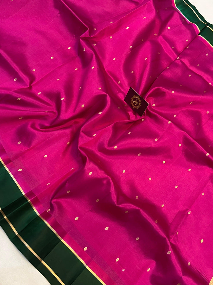 Rani Pink Pure Banarasi Handloom Silk Saree - Aura Benaras