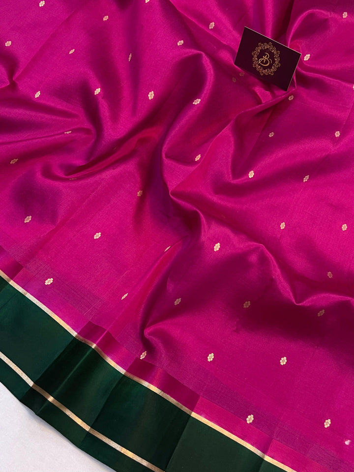 Rani Pink Pure Banarasi Handloom Silk Saree - Aura Benaras