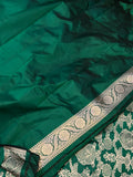 Bottel Green Banarasi Handloom Katan Silk Saree - Aura Benaras