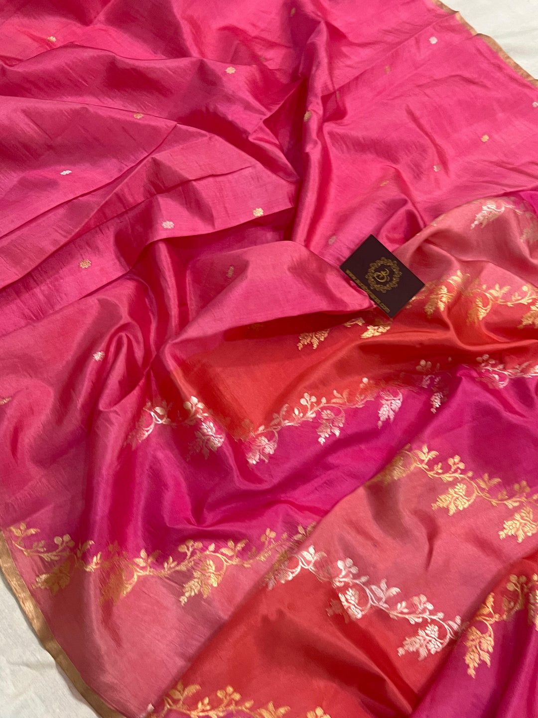 Pink Pure Banarasi Handloom Silk Saree - Aura Benaras