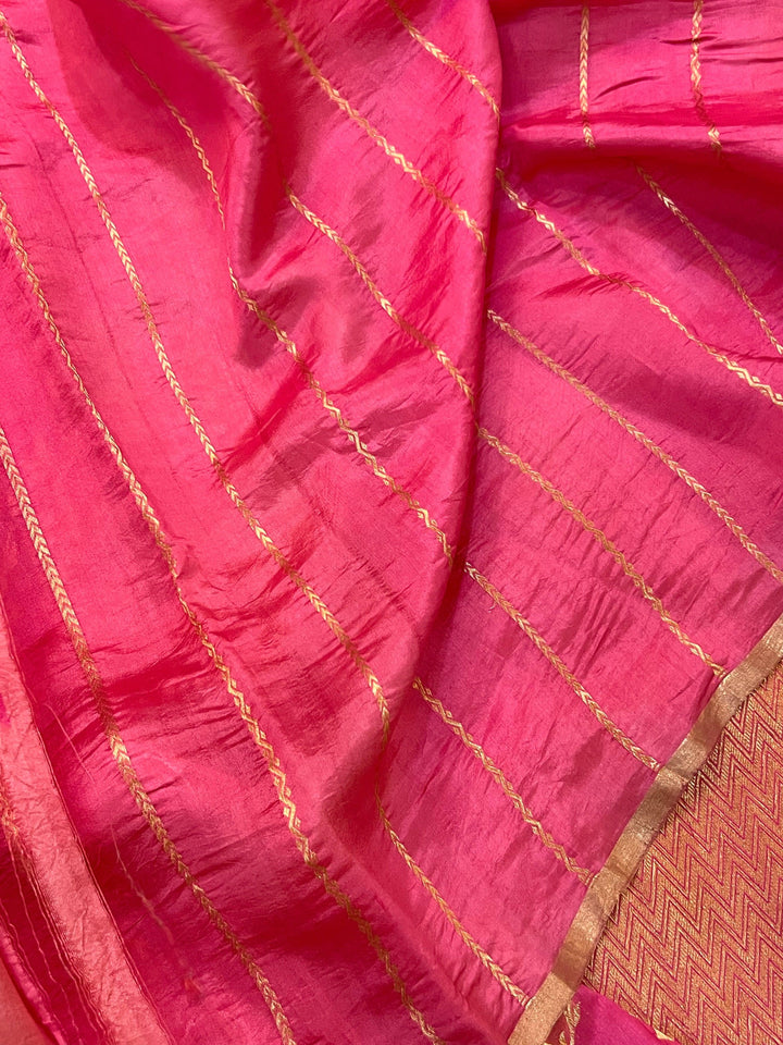 Pink Pure Banarasi Handloom Silk Saree - Aura Benaras