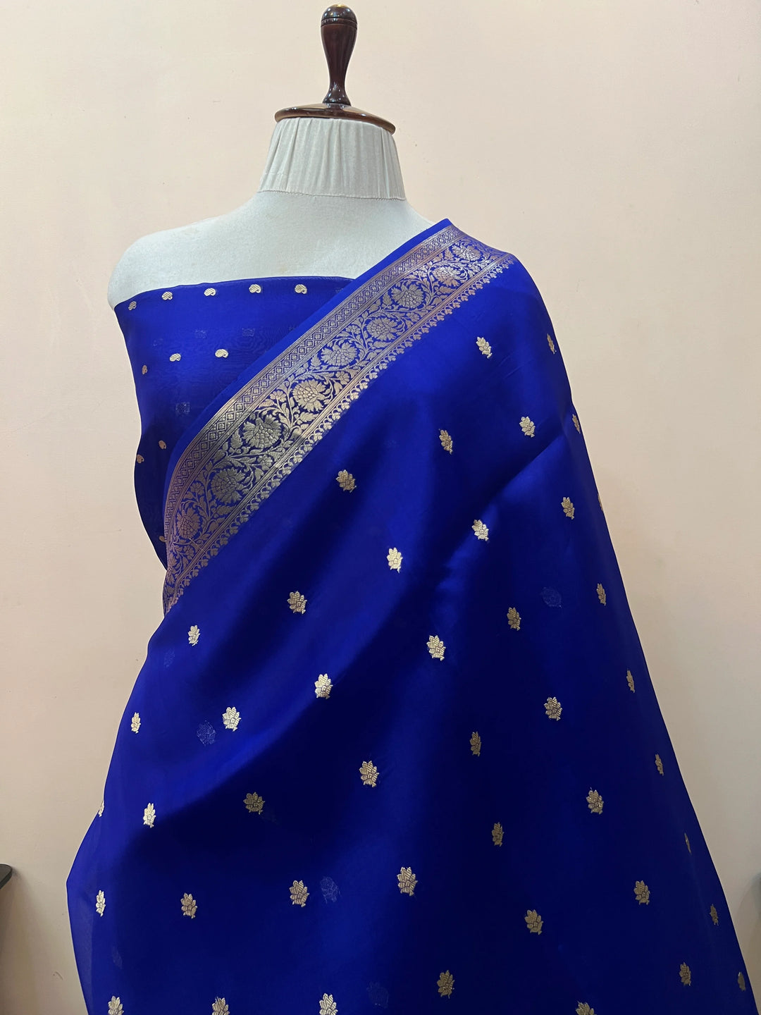 Royal Blue Banarasi Handloom Kora Silk Saree
