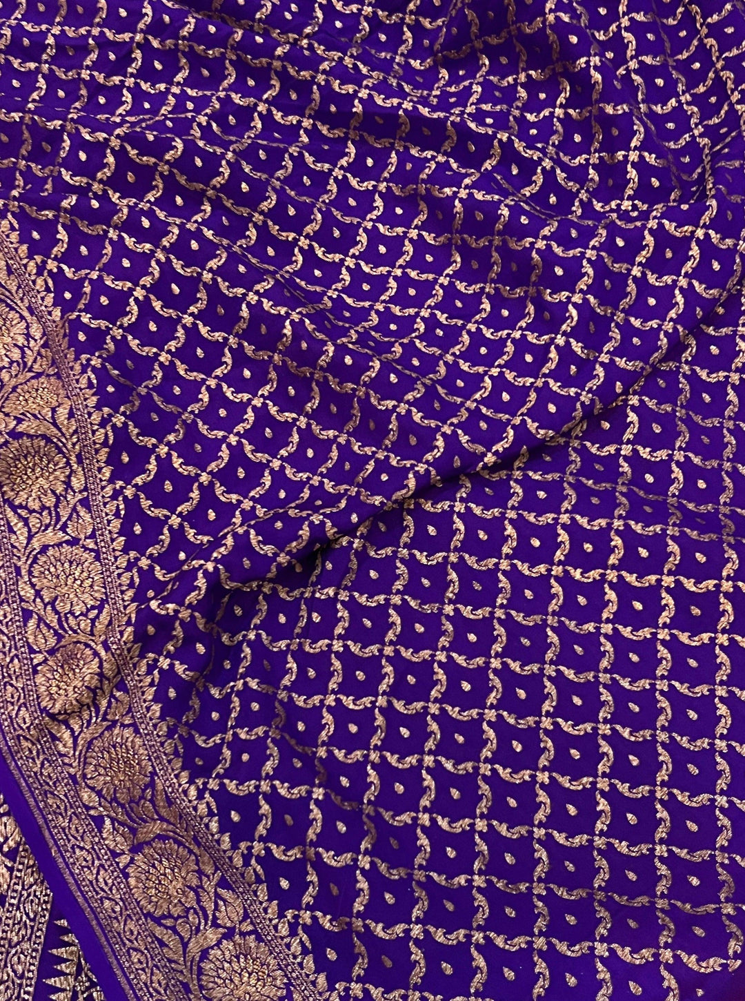 Rani Pink Pure Banarasi Khaddi Crepe Silk Saree - Aura Benaras