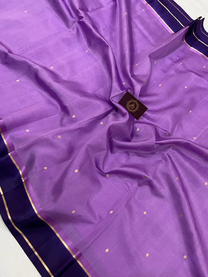 Lavender Pure Banarasi Handloom Silk Saree - Aura Benaras