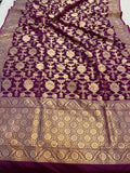 Magcnta Banarasi Handloom Katan Silk Saree - Aura Benaras