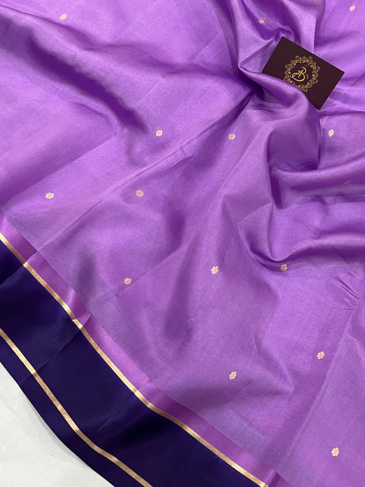 Lavender Pure Banarasi Handloom Silk Saree - Aura Benaras