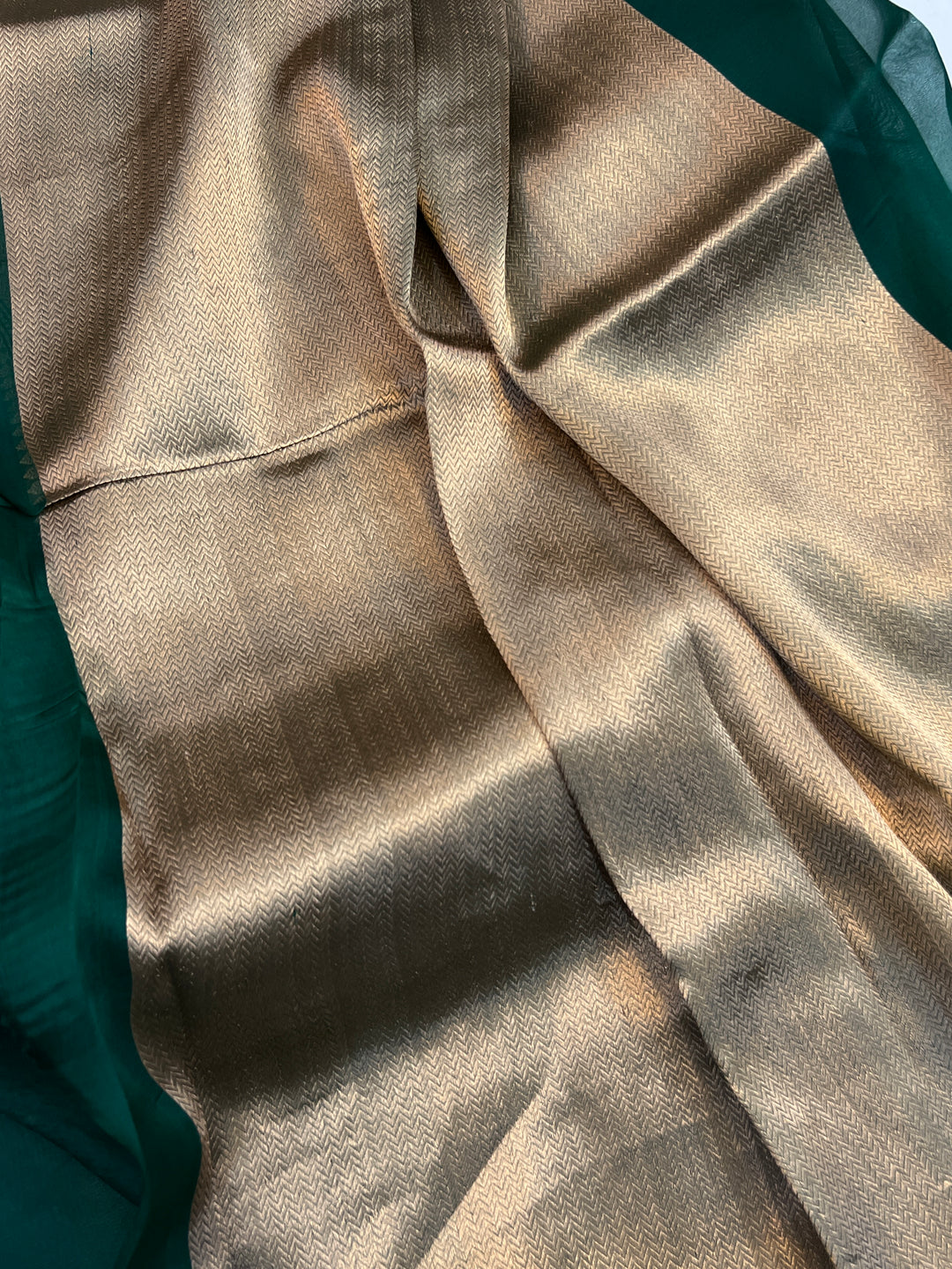 Bottle Green Pure Kora Silk Handloom Banarasi Saree