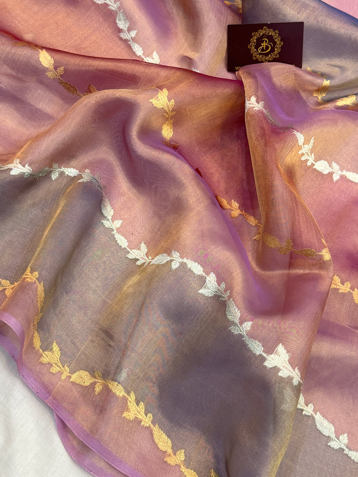 Lavender Pure Tissue Silk Handloom Banarasi Saree