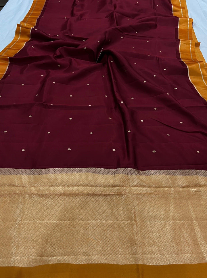 Maroon Pure Banarasi Handloom Silk Saree - Aura Benaras