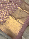 Greyish Lavender Banarasi Handloom Katan Silk Saree - Aura Benaras