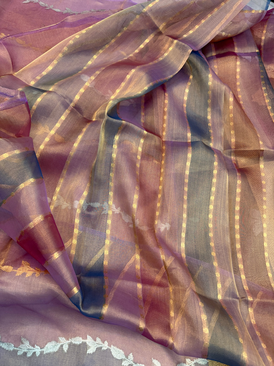 Lavender Pure Tissue Silk Handloom Banarasi Saree