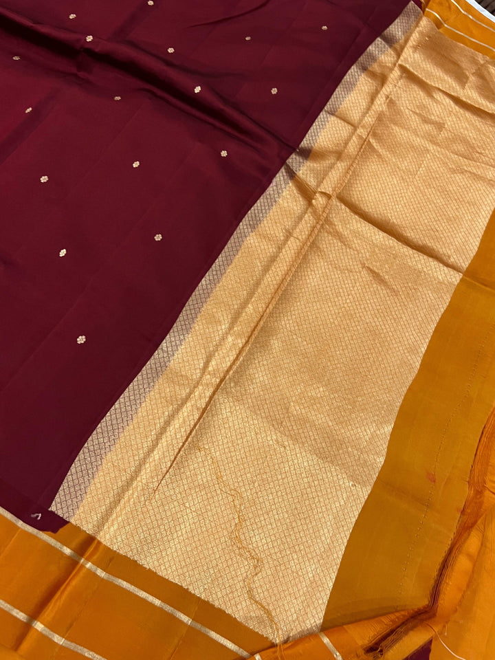 Maroon Pure Banarasi Handloom Silk Saree - Aura Benaras