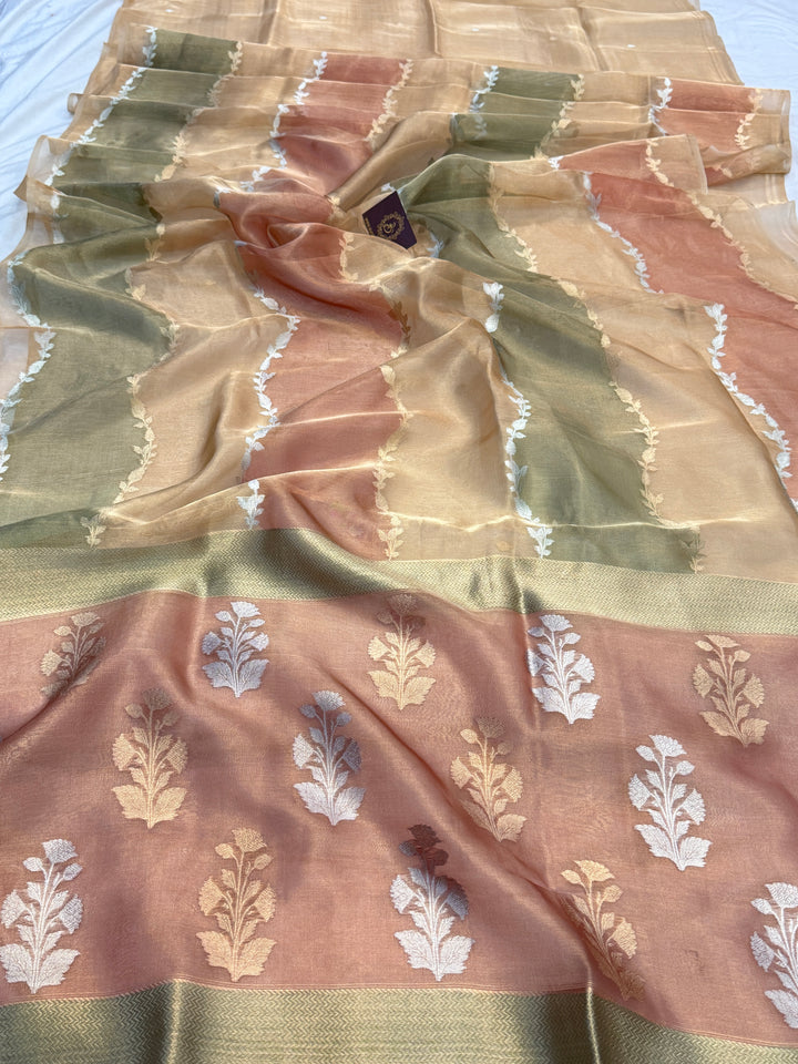 Golden Pure Tissue Silk Handloom Banarasi Saree