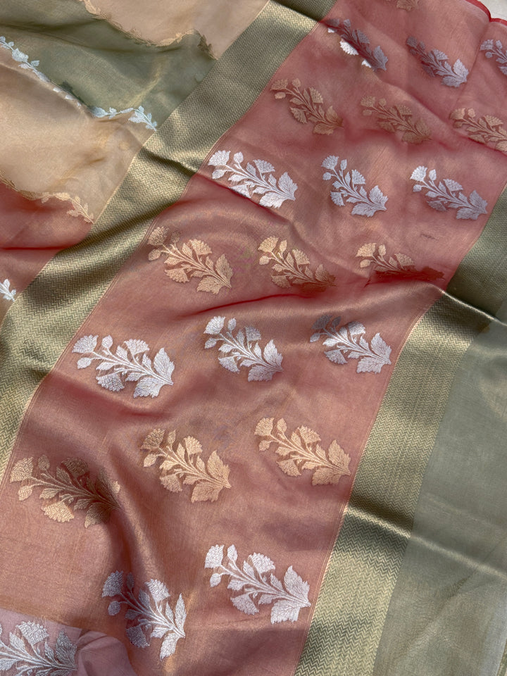 Golden Pure Tissue Silk Handloom Banarasi Saree