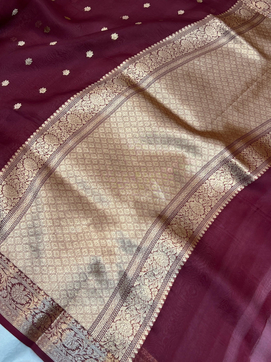 Maroon Banarasi Handloom Kora Silk Saree