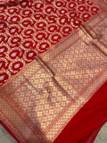 Red Pure Banarasi Handloom Katan Silk Saree