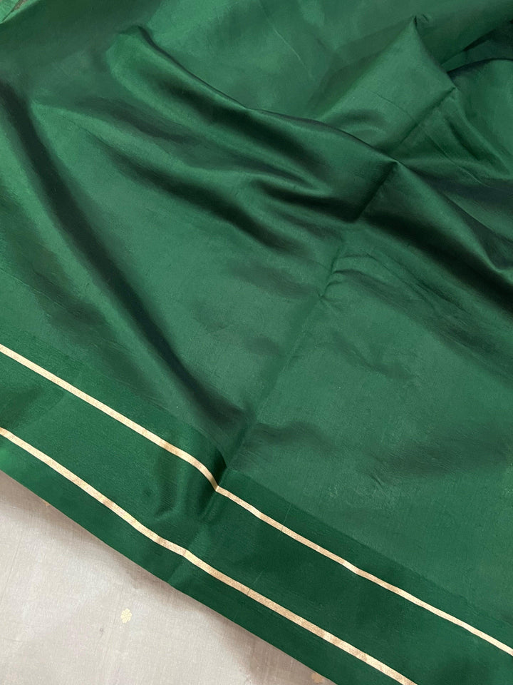 Light Grey Pure Banarasi Handloom Silk Saree - Aura Benaras