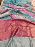 Blue Pure Banarasi Handloom Silk Saree - Aura Benaras