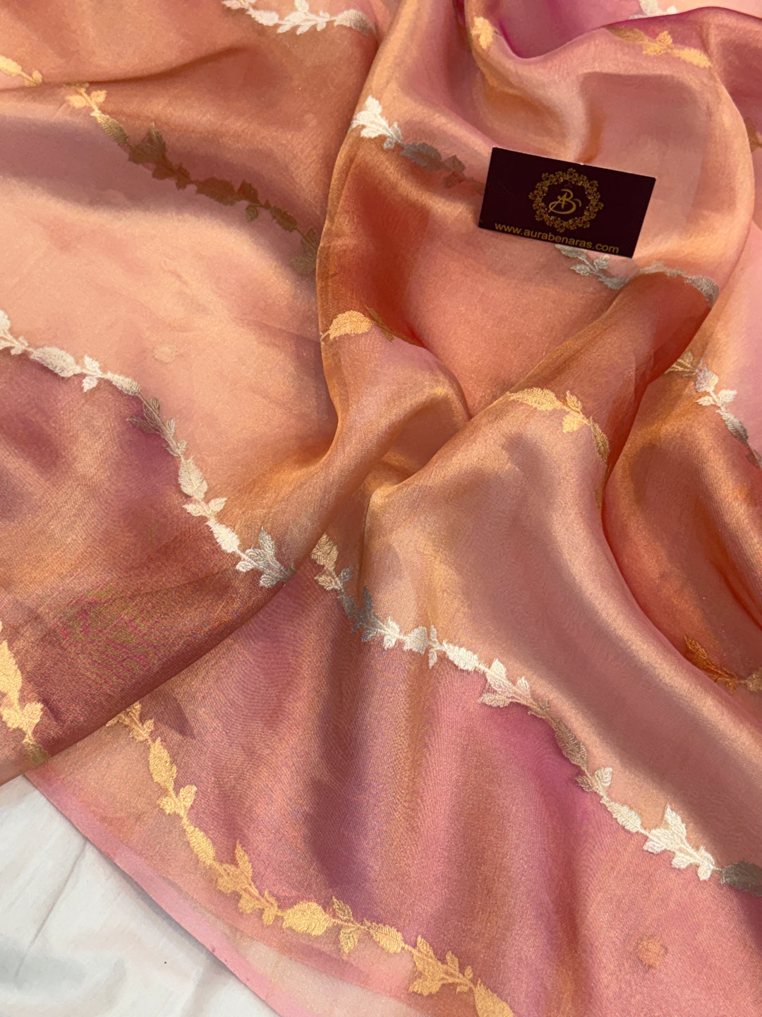 Baby Pink Pure Tissue Silk Handloom Banarasi Saree