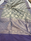 Grey Pure Banarasi Handloom Katan Silk Saree