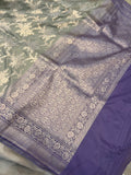 Grey Pure Banarasi Handloom Katan Silk Saree