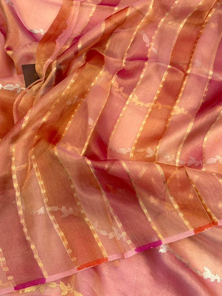 Baby Pink Pure Tissue Silk Handloom Banarasi Saree