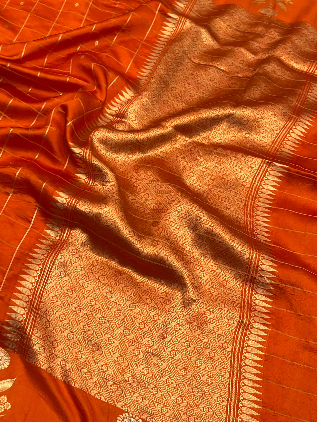 Orange Pure Banarasi Handloom Silk Saree