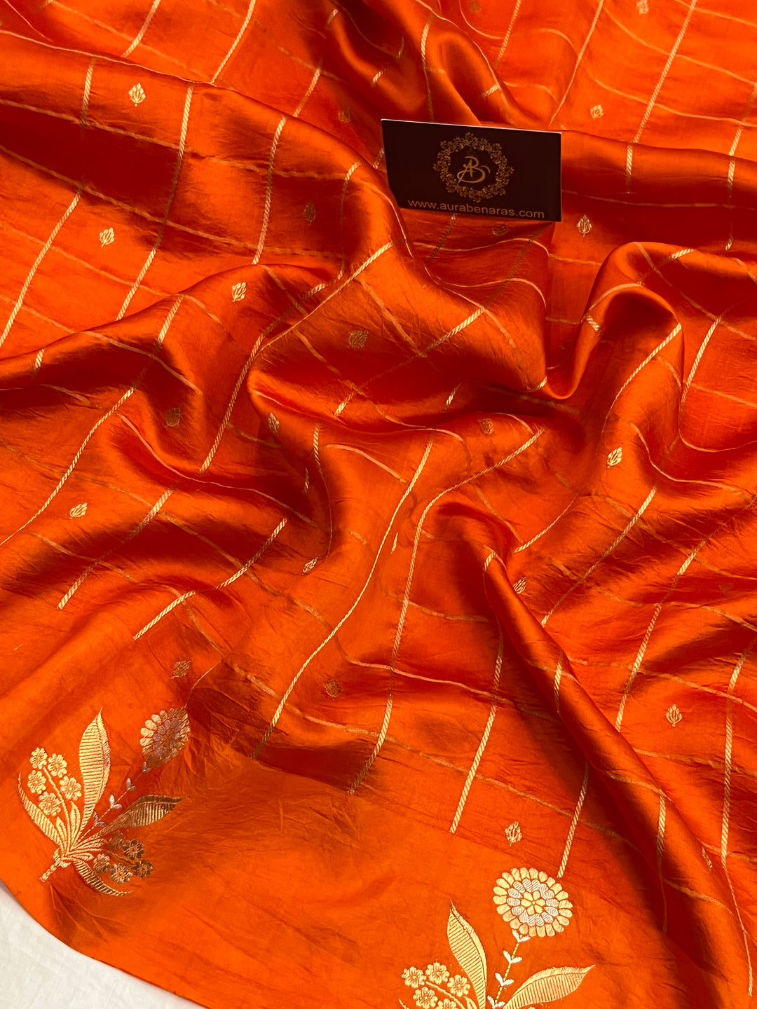 Orange Pure Banarasi Handloom Silk Saree