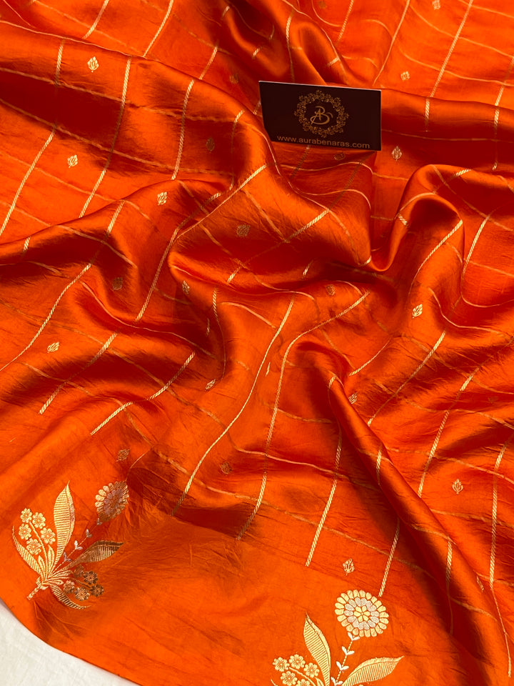 Orange Pure Banarasi Handloom Silk Saree