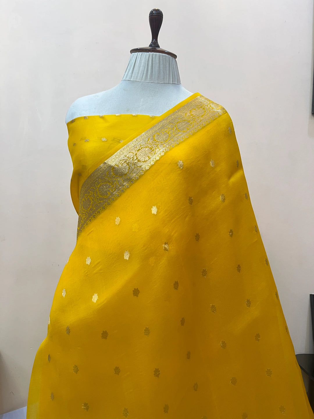 Yellow Banarasi Handloom Kora Silk Saree