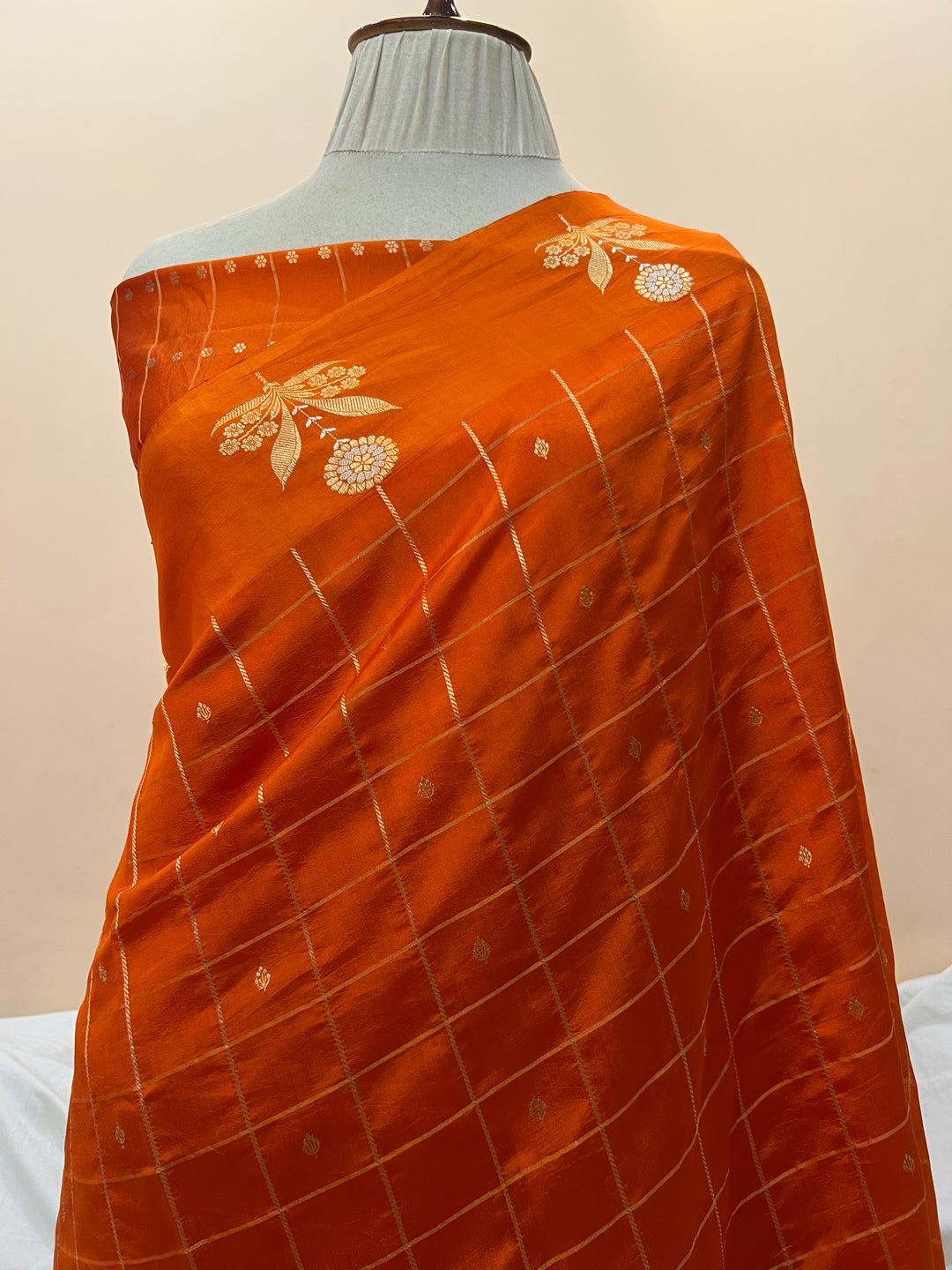 Orange Pure Banarasi Handloom Silk Saree