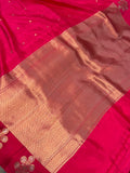 Orangish Pink Pure Banarasi Handloom Silk Saree - Aura Benaras