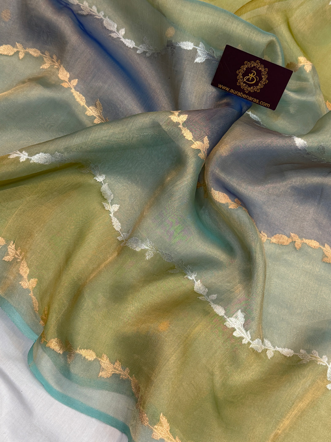 Sea Green Pure Tissue Silk Handloom Banarasi Saree