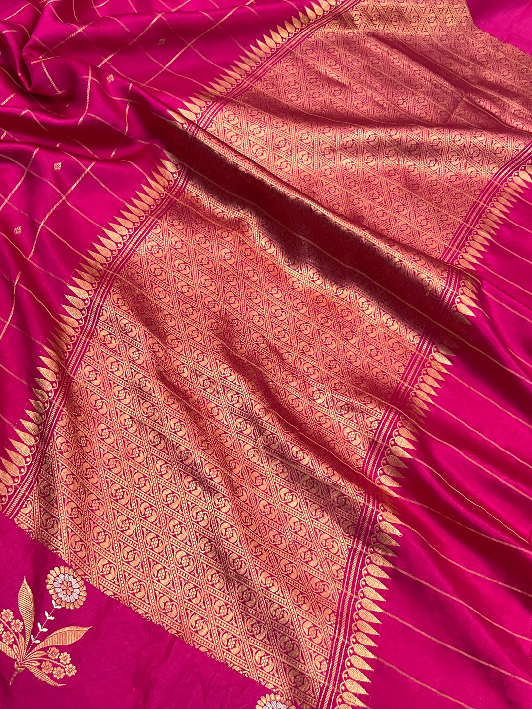 Rani Pink Pure Banarasi Handloom Silk Saree