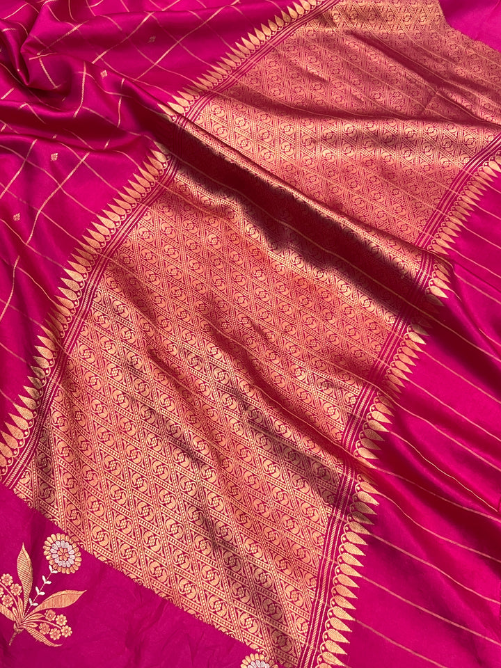Rani Pink Pure Banarasi Handloom Silk Saree