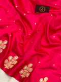 Orangish Pink Pure Banarasi Handloom Silk Saree - Aura Benaras