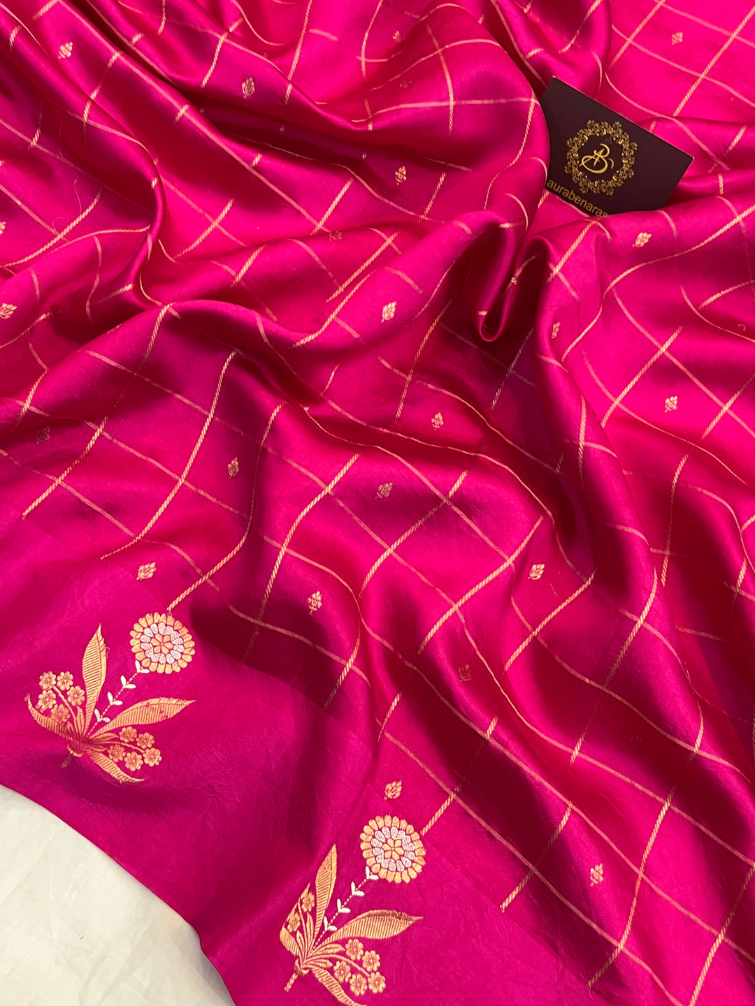 Rani Pink Pure Banarasi Handloom Silk Saree