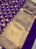 Deep Purple Banarasi Handloom Katan Silk Saree - Aura Benaras