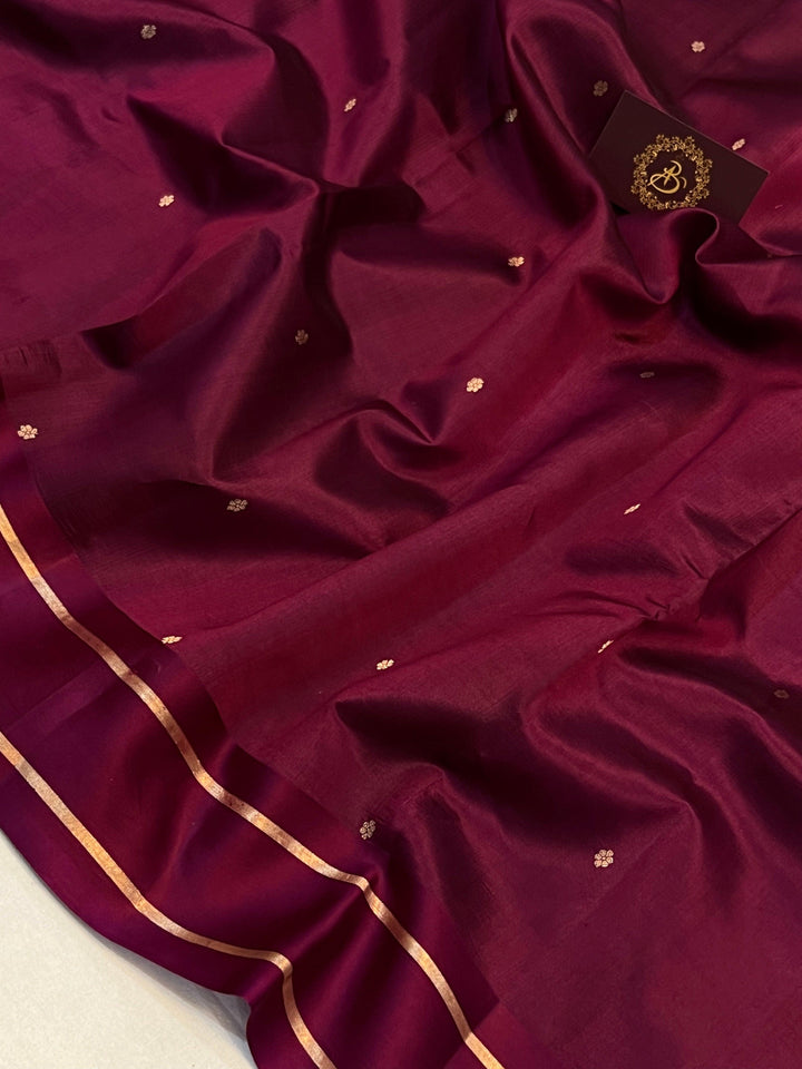 Wine Pure Banarasi Handloom Silk Saree - Aura Benaras