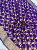 Deep Purple Banarasi Handloom Katan Silk Saree - Aura Benaras