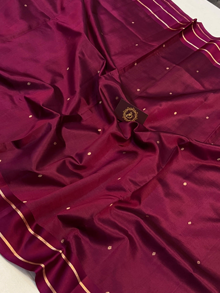 Wine Pure Banarasi Handloom Silk Saree - Aura Benaras