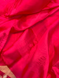 Orangish Pink Pure Banarasi Handloom Silk Saree - Aura Benaras