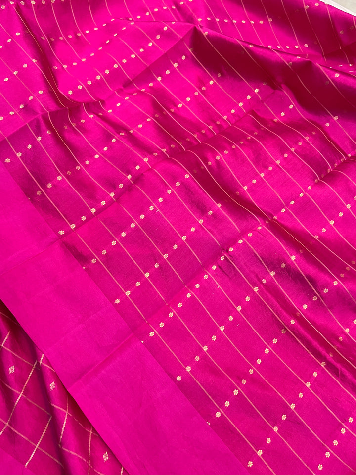 Rani Pink Pure Banarasi Handloom Silk Saree