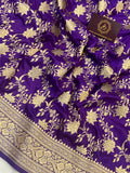 Deep Purple Banarasi Handloom Katan Silk Saree - Aura Benaras