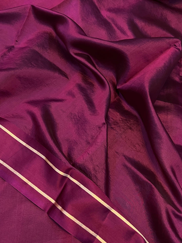 Wine Pure Banarasi Handloom Silk Saree - Aura Benaras