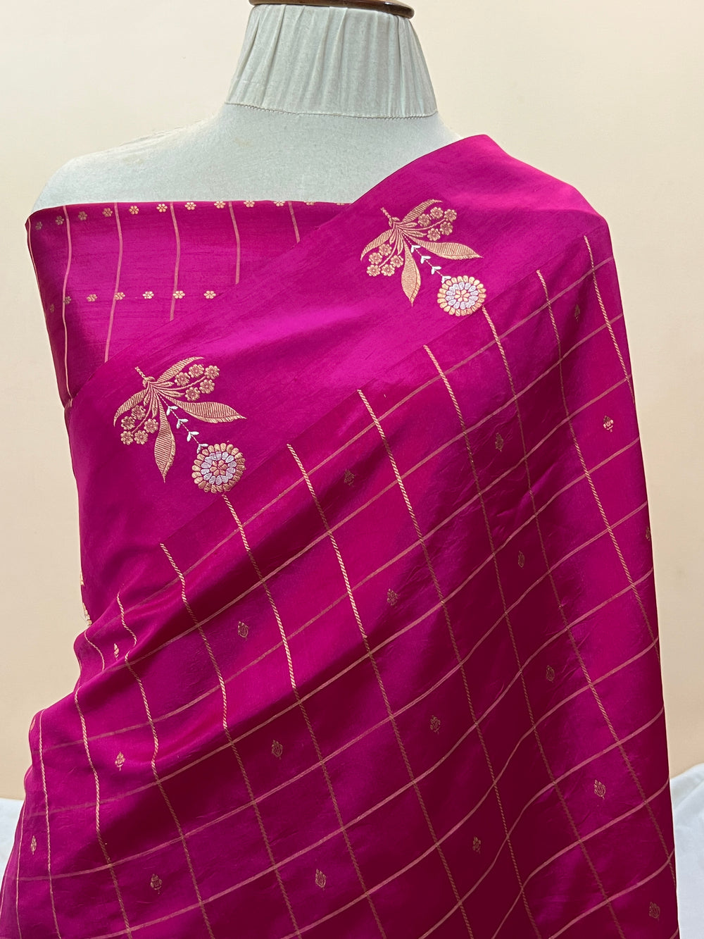 Rani Pink Pure Banarasi Handloom Silk Saree