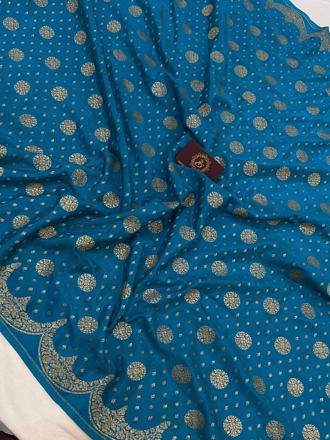 Rama Blue Pure Banarasi Khaddi Crepe Silk Saree - Aura Benaras
